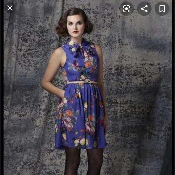 ✨2/$20 ModCloth Bea & Dot Floral Fit Flare Dress Lay of the Landscape XS H14784 - Picture 11 of 11
